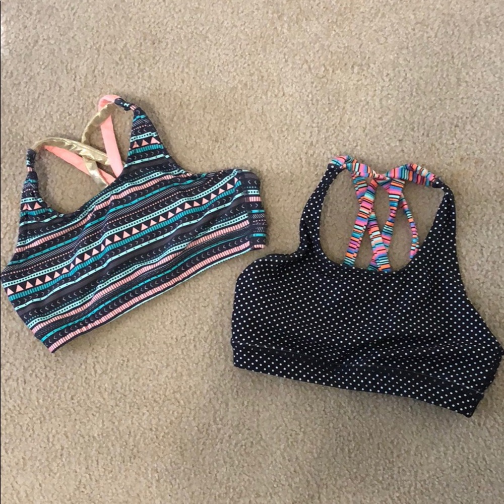 Two Varsity Cheer Brand Strappy Sports Bras